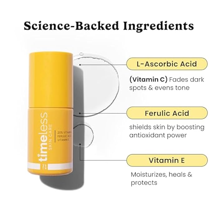 Timeless Skin Care Vitamin C Serum with Vitamin E & Ferulic Acid - Brightening Serum - for Oily & Dry Skin - Fragrance-Free - 1 oz - Image 2
